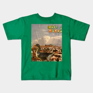 Just a Dream Duck in Italy Collage Kids T-Shirt